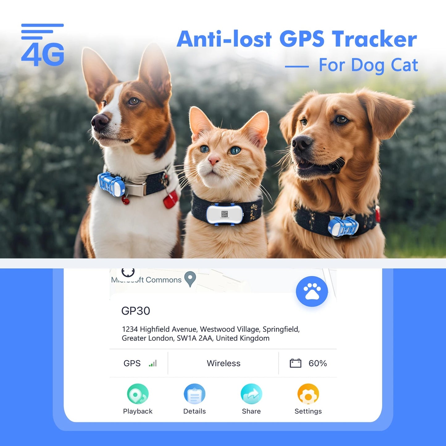 TrackPaws™ GPS Pet Tracker with Smart Light &amp; Sound Locator