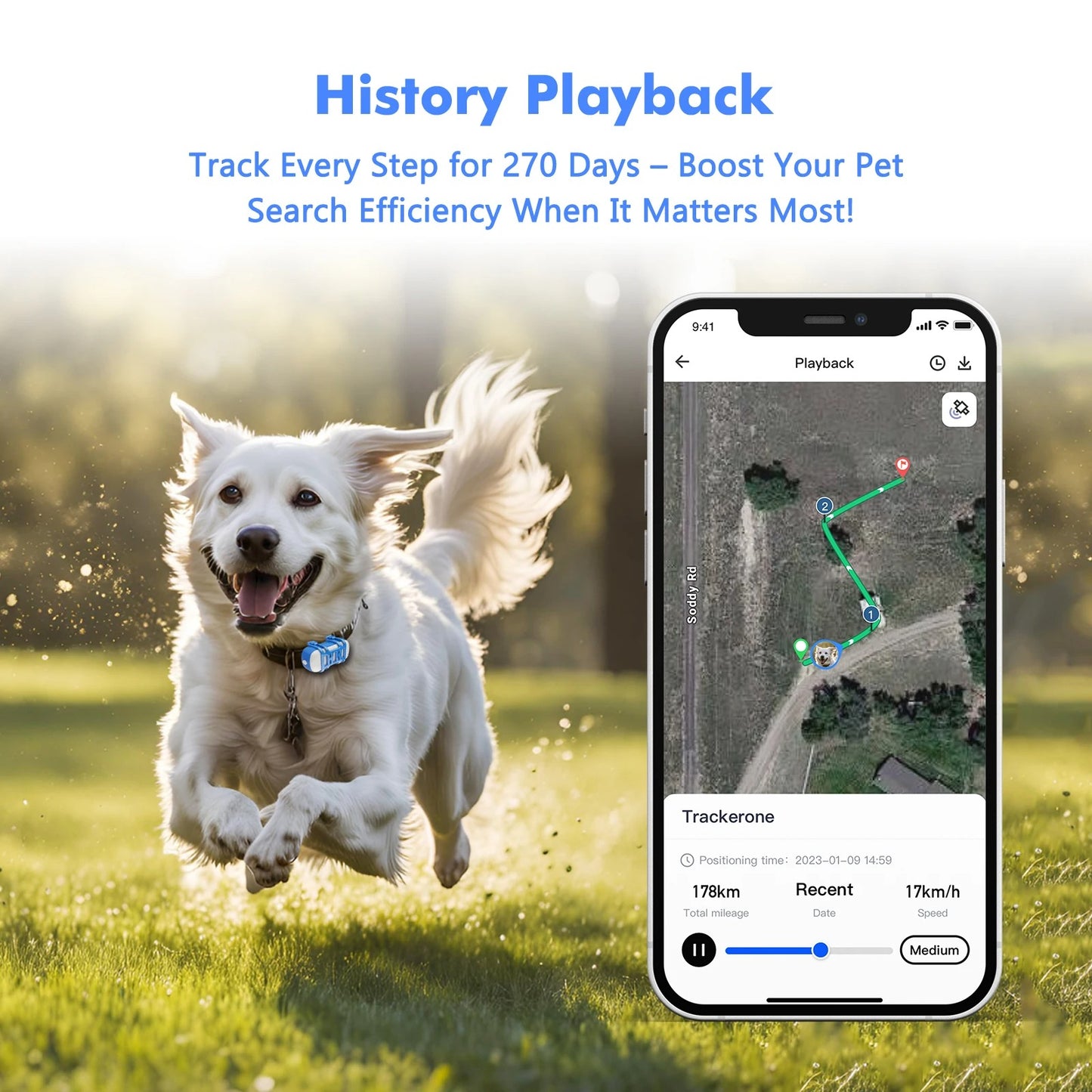 TrackPaws™ GPS Pet Tracker with Smart Light &amp; Sound Locator